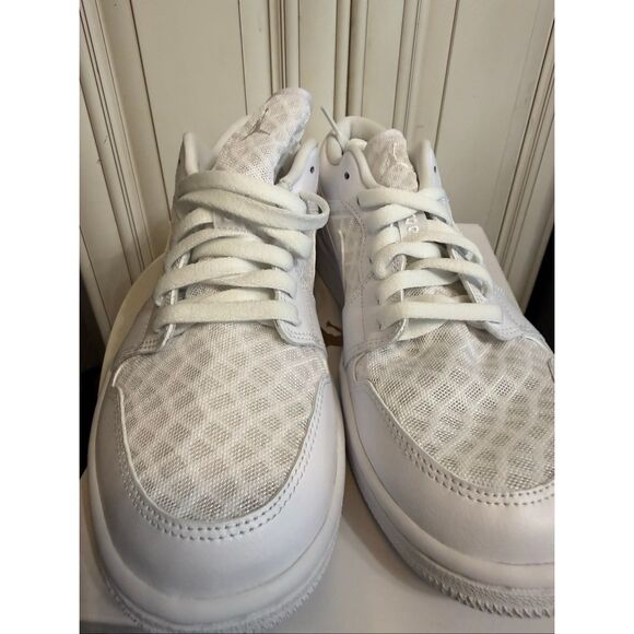 Air Jordan 1 Women's Low Top Mesh Sneaker Shoes Breathe Triple White Size 10 - Picture 5 of 10